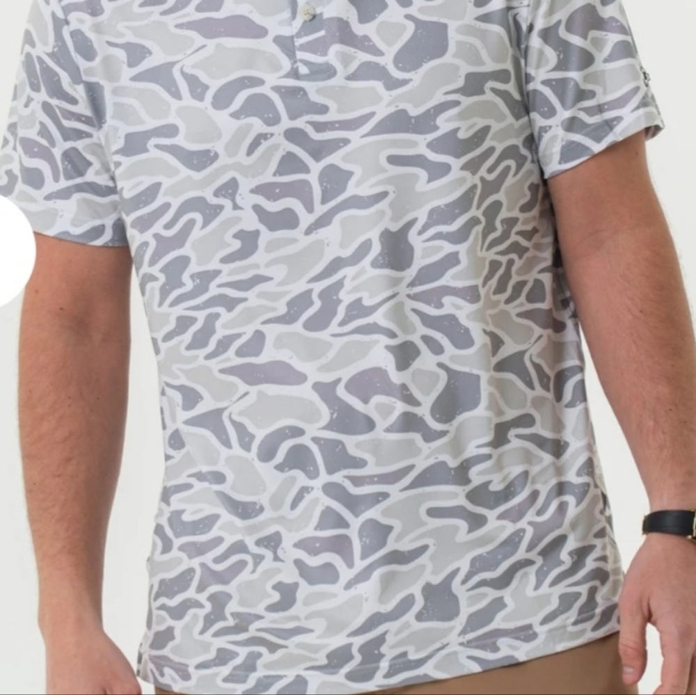 Huk Men's KC White Camo Polo Large New!